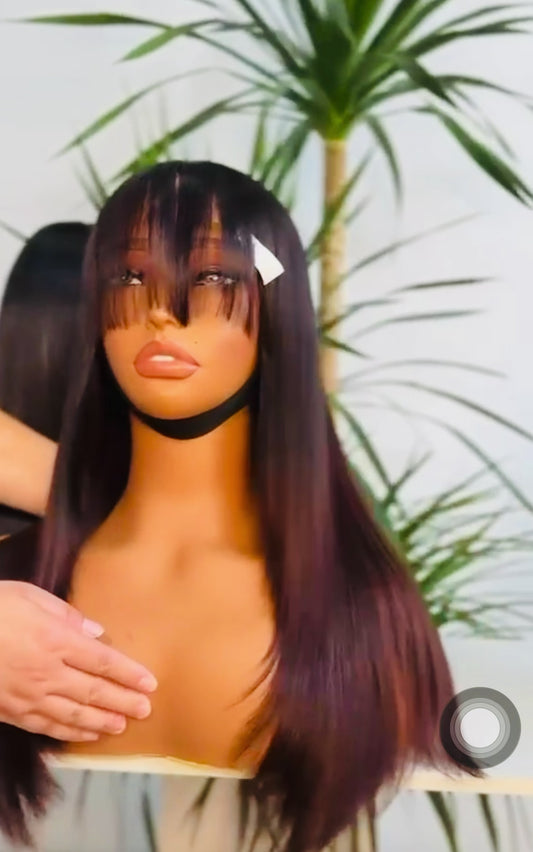 5x5 lace fringe wig layer cut Bone straight 
Pre- Order (8-10 Weeks)