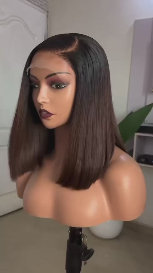 5x5 lace Wig bob bone straight